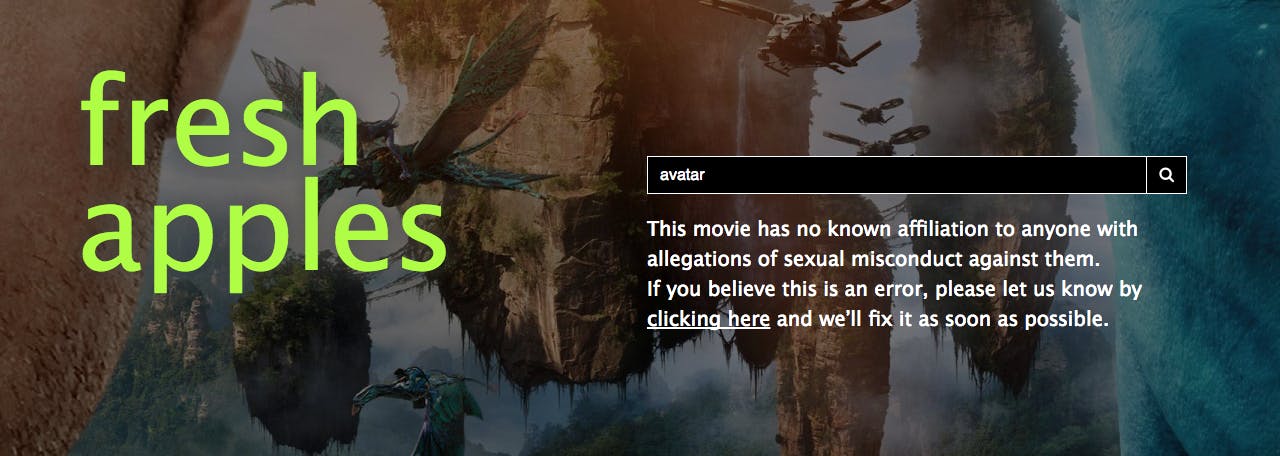 Avatar's Rotten Apples score.