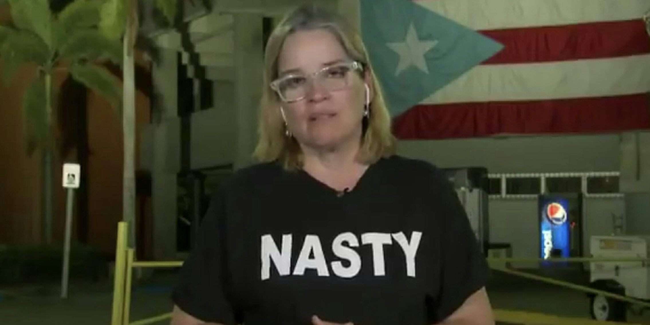 Carmen Yulin Cruz, the mayor of San Juan Puerto Rico, wore a 'NASTY' t-shirt during an interview where she slammed Donald Trump.