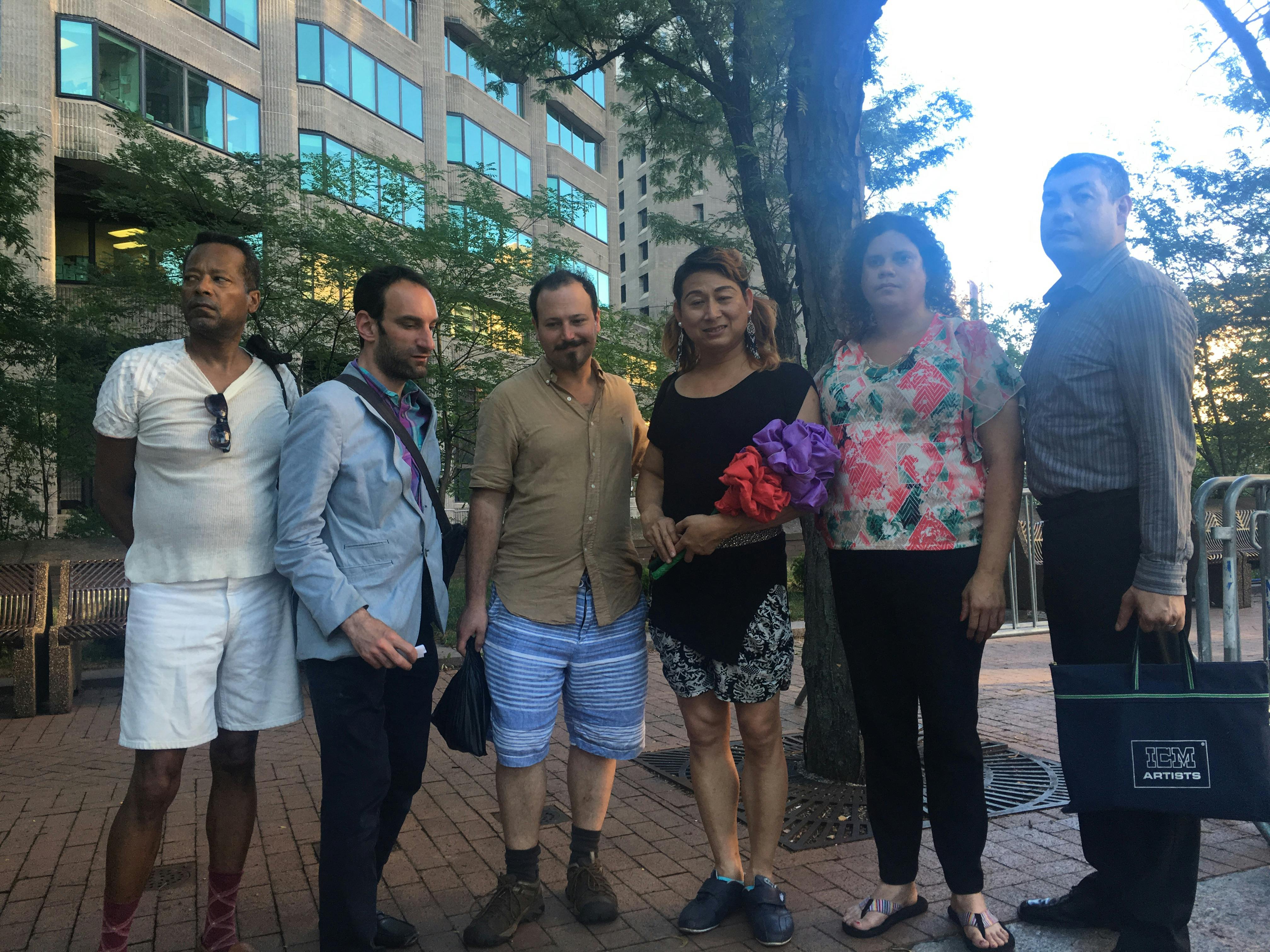 Attendees for the Rally for Pearl Love (Love, fourth from left)