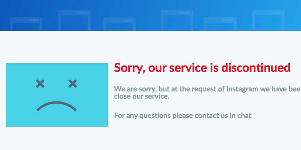 instagram bots : Instaplus service discontinued screengrab