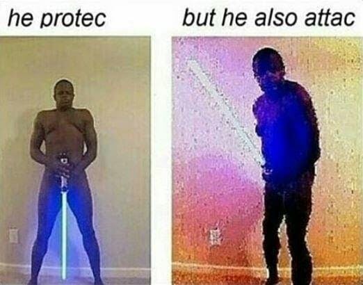 original protec attac meme lightsaber