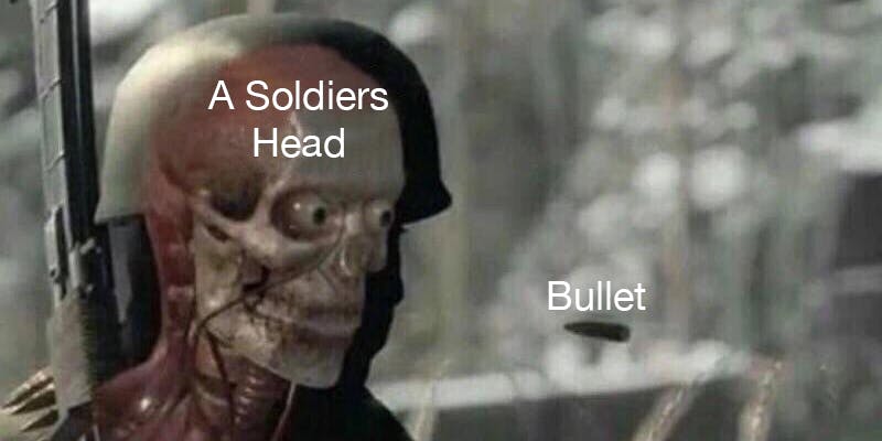 a soldier's head and a bullet