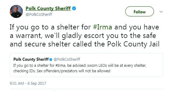 Polk County Sheriff Irma Tweet