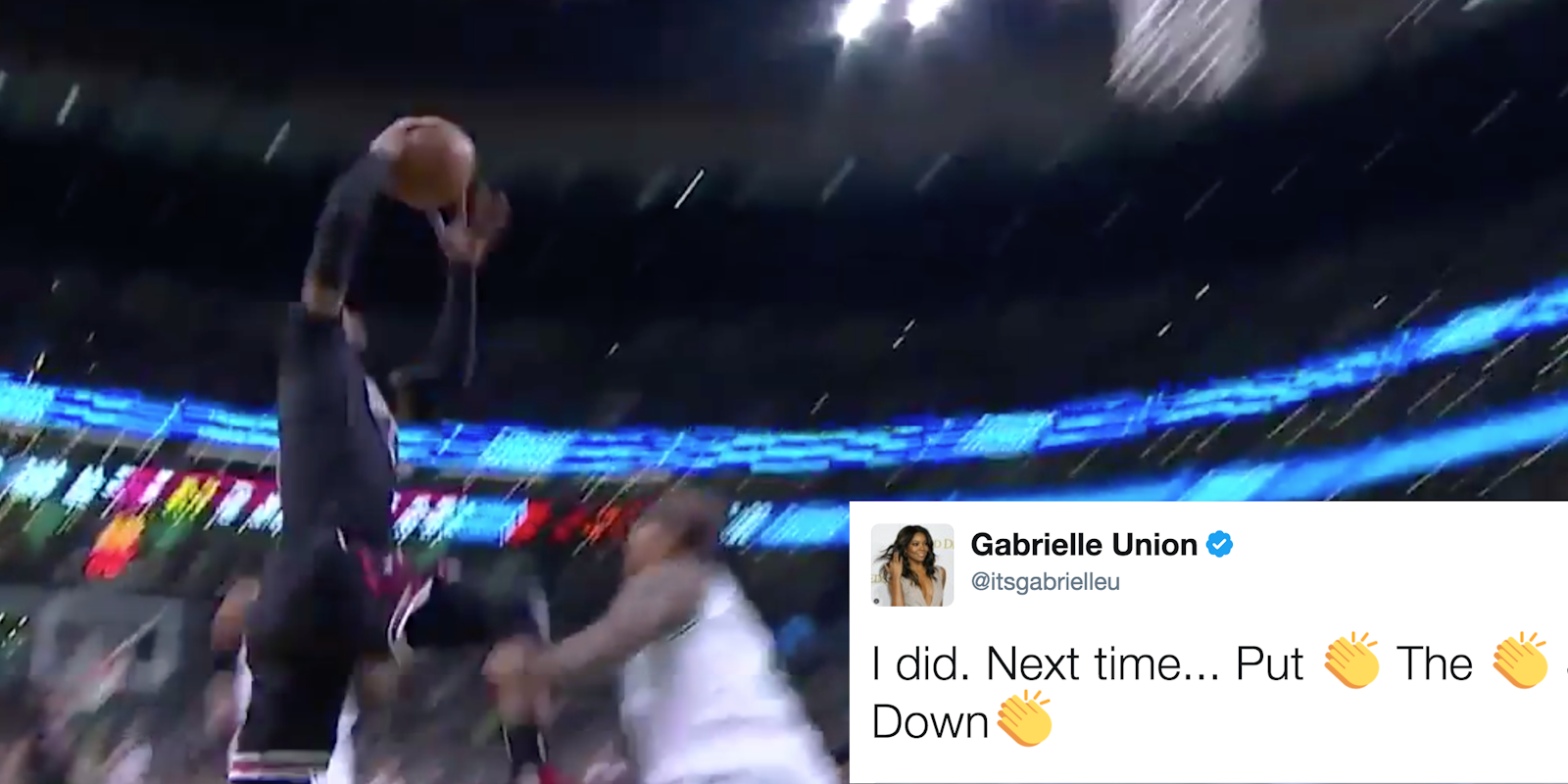 Dwayne Wade missed dunk and Gabrielle Union‏'s tweet