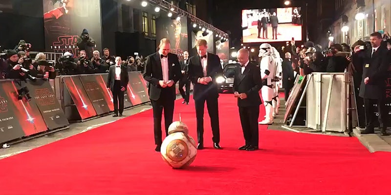 BB-8 bowing to Prince William