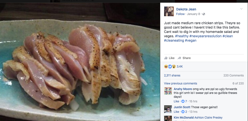 Woman's 'Medium Rare' Chicken Gets Roasted on Facebook