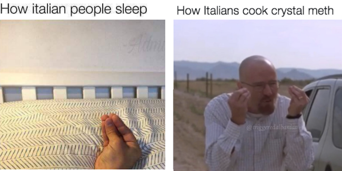 how italians meme: italian sleeping and italian cooking crystal meth