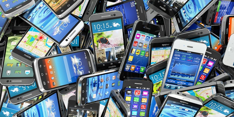 Pile of smartphones