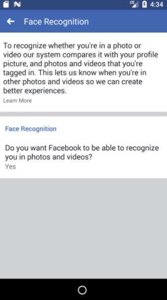 facebook facial recognition