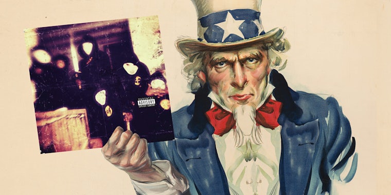 Uncle Sam holding Wu-Tang clan Once Upon A Time In Shaolin album