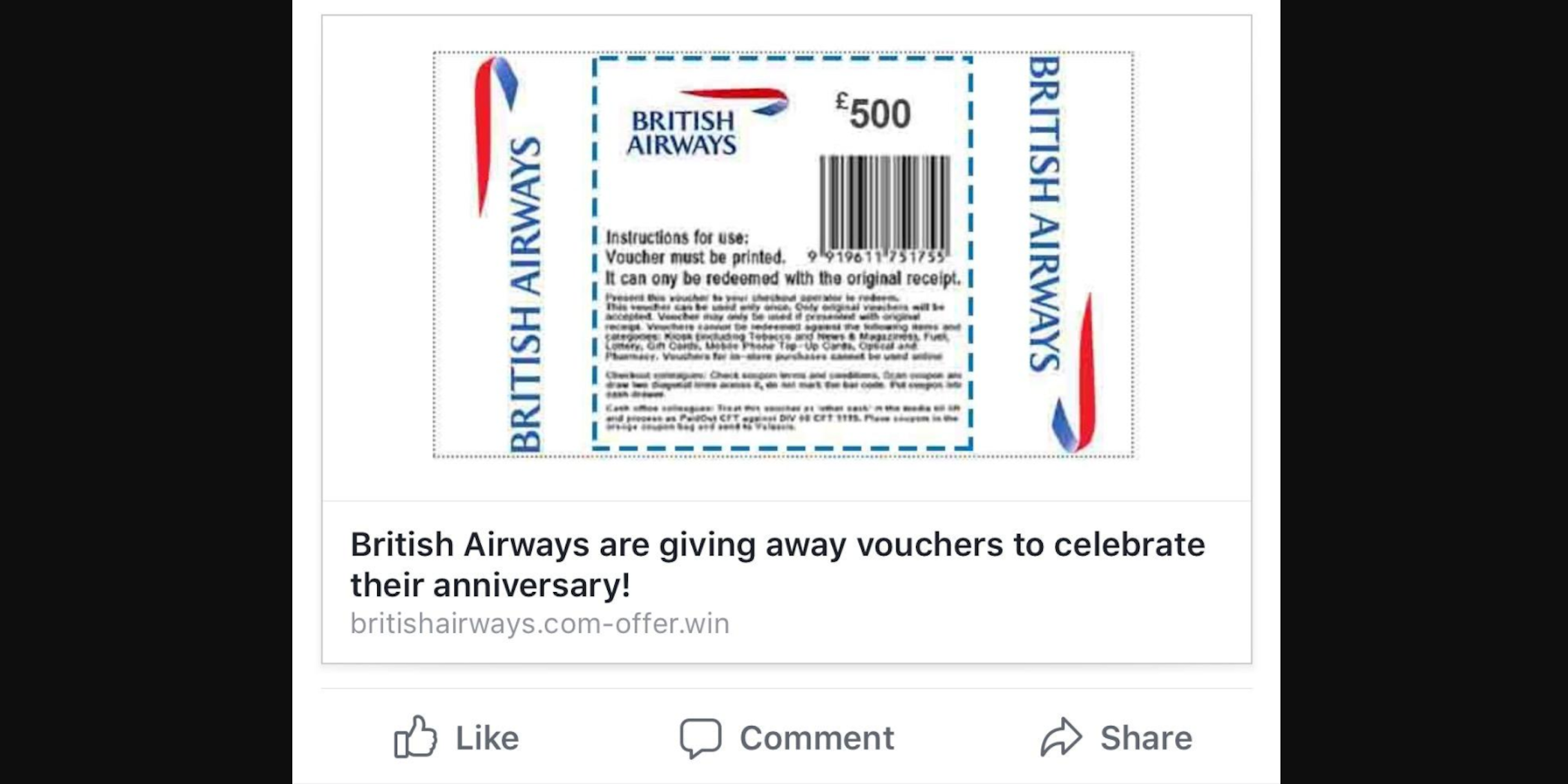 facebook ad scam british airways