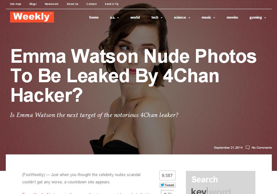 Emma Watson Erotic Porn - The serial hoax artists behind the Emma Watson nude-photos countdown - The  Daily Dot