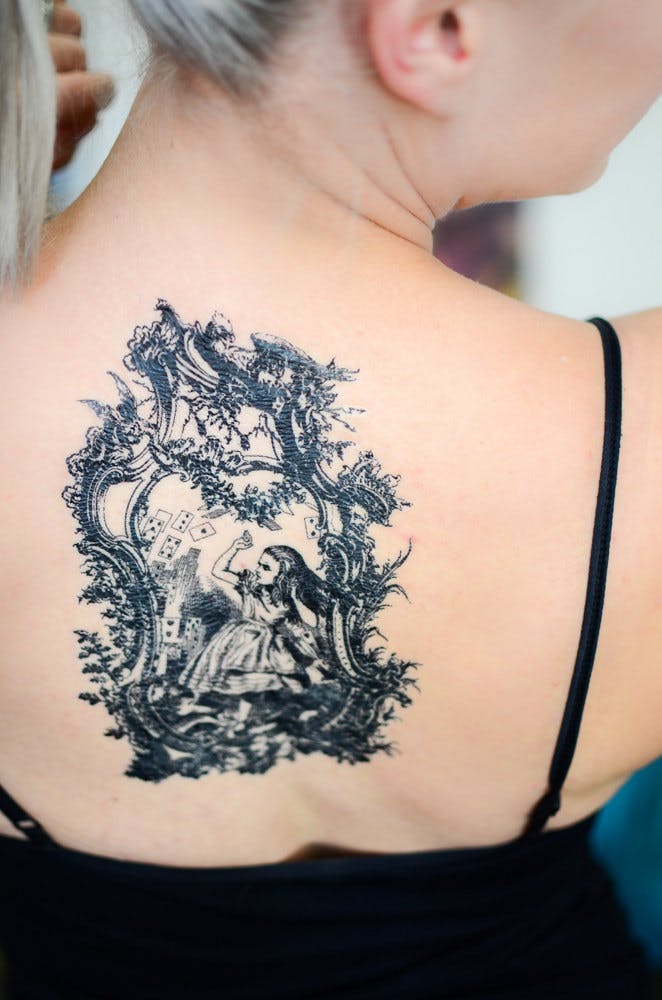 Alice in Wonderland temporary tattoo.