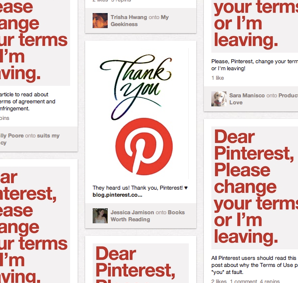 Pinterest updates Terms of Service