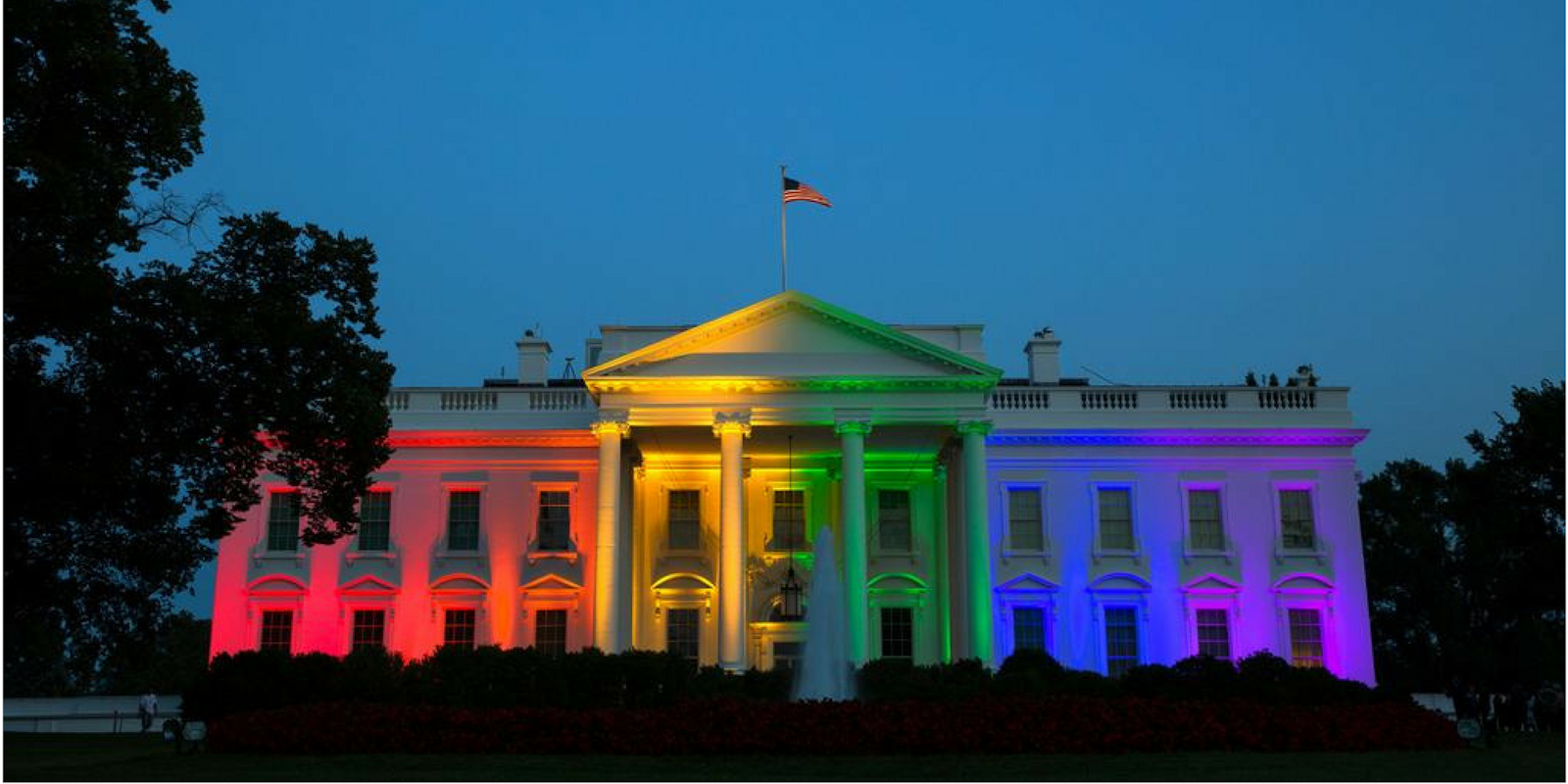 The White House covered with the colors of the LGBTQ flag