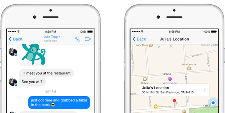 Facebook Messenger tips: location sharing on iPhone