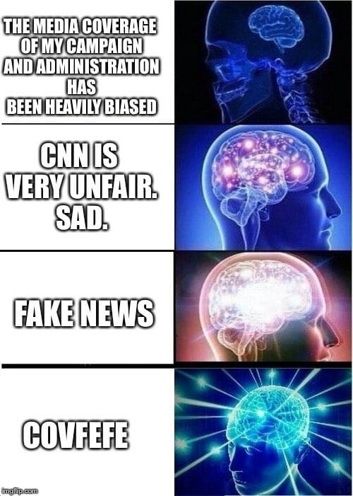 trump covfefe expanding brain meme