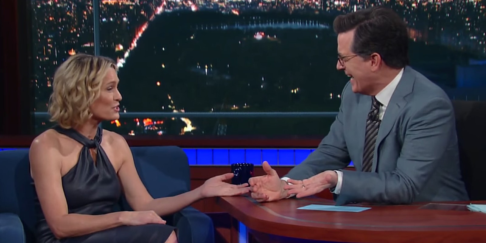 Robin Wright and Stephen Colbert
