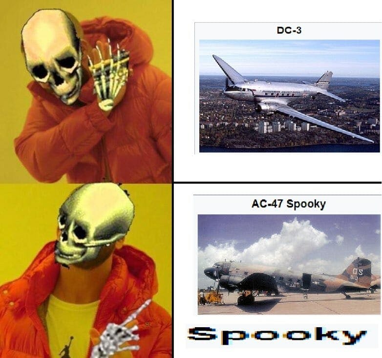 spooky plane meme skeleton drake