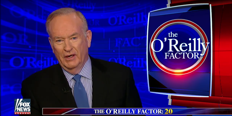 A video still of Bill O'Reilly on 'the O'Reilly Factor.'