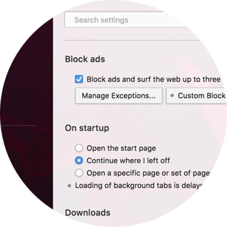 Opera browser : Adblock