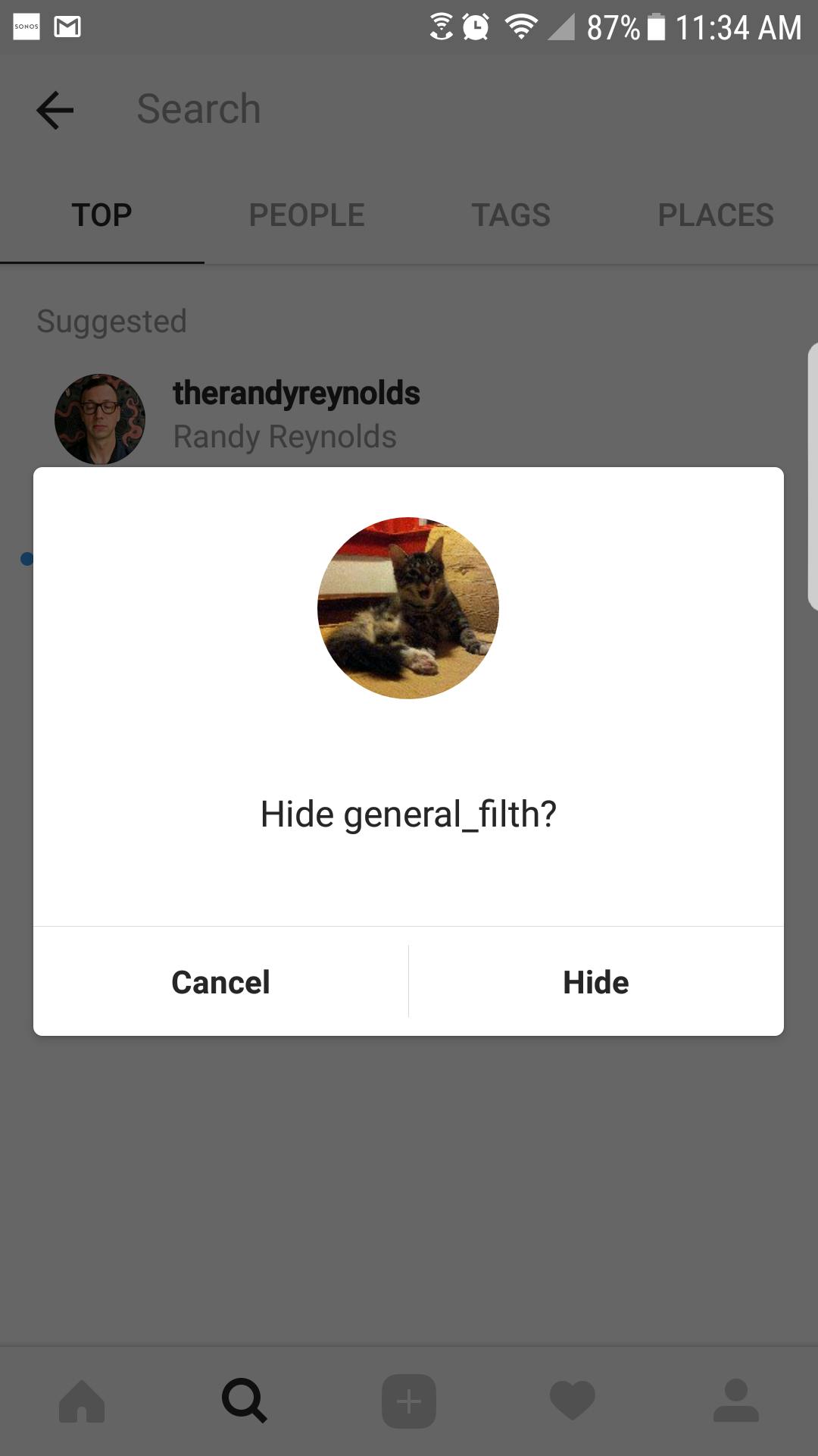how to clear instagram search