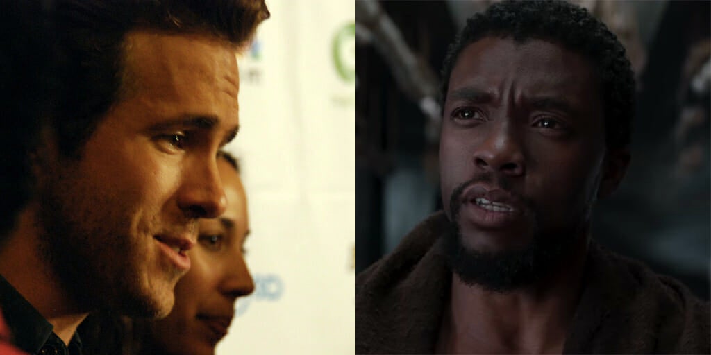 Ryan Reynolds premiere photo with screengrab from Black Panther