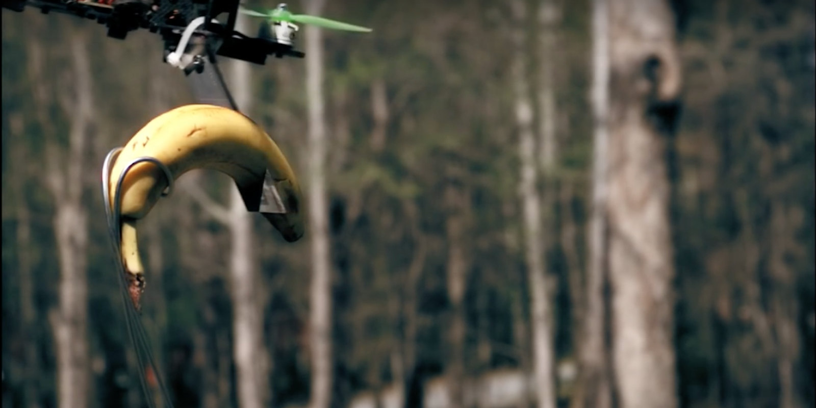 real-life fruit ninja : Drone slicing through banana
