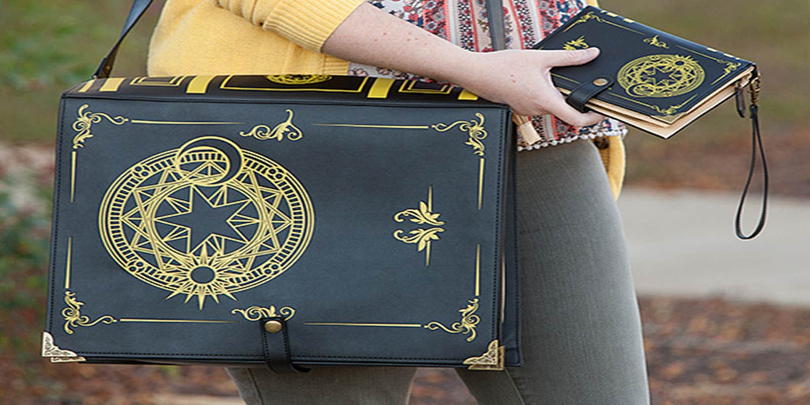 This spellbook is actually a magical messenger bag in disguise