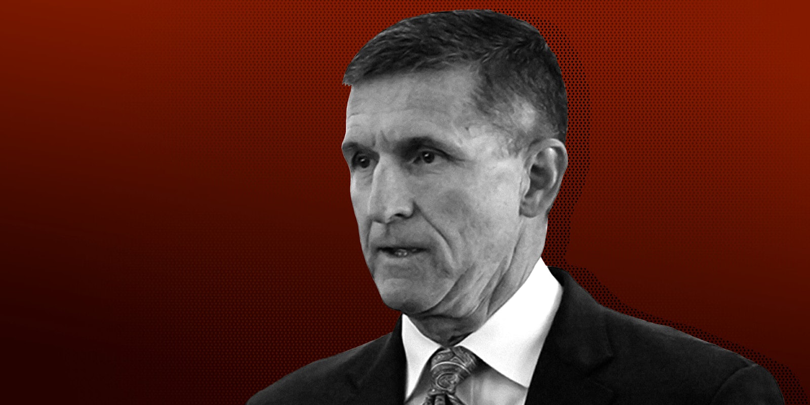 Michael Flynn on red background