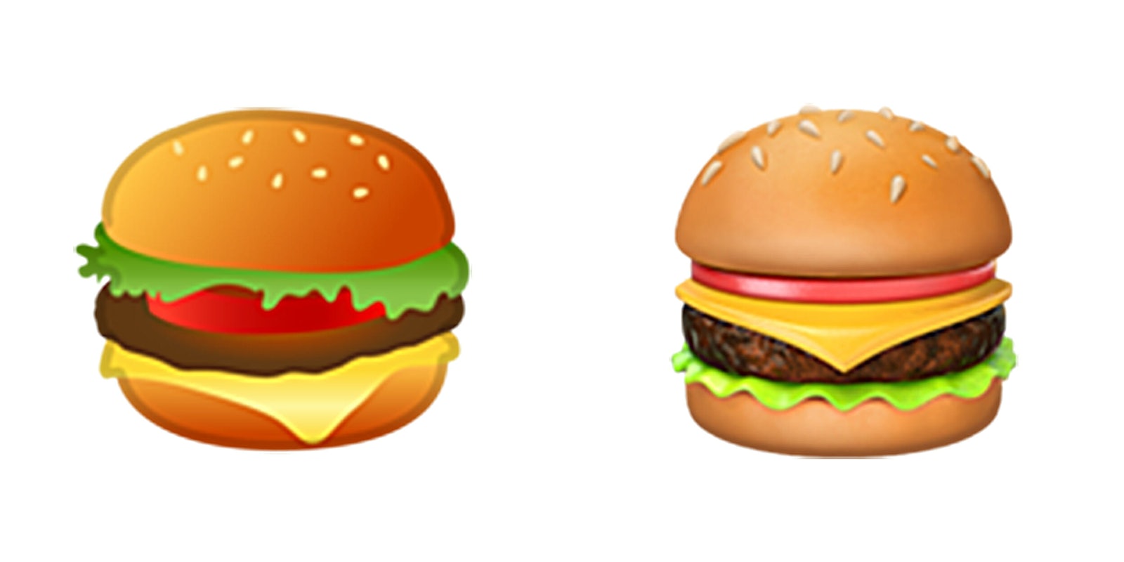 Google and Apple iOS cheeseburger emoji