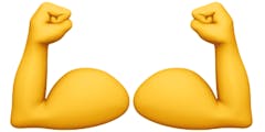 Two flexing arms emoji
