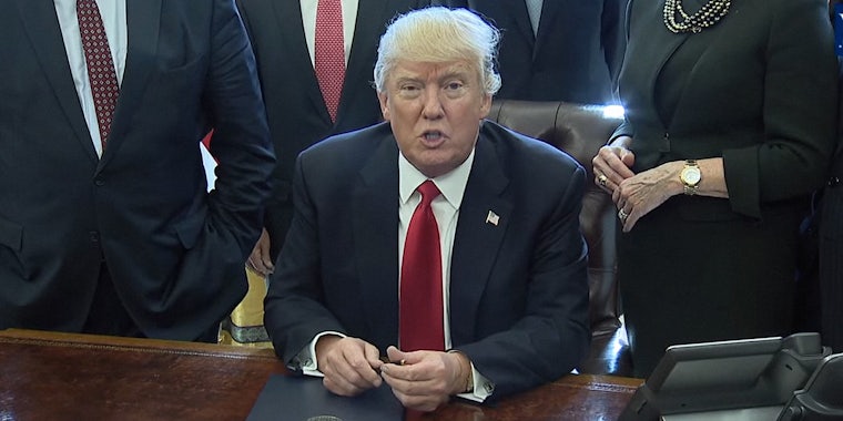 Donald Trump signing executive order