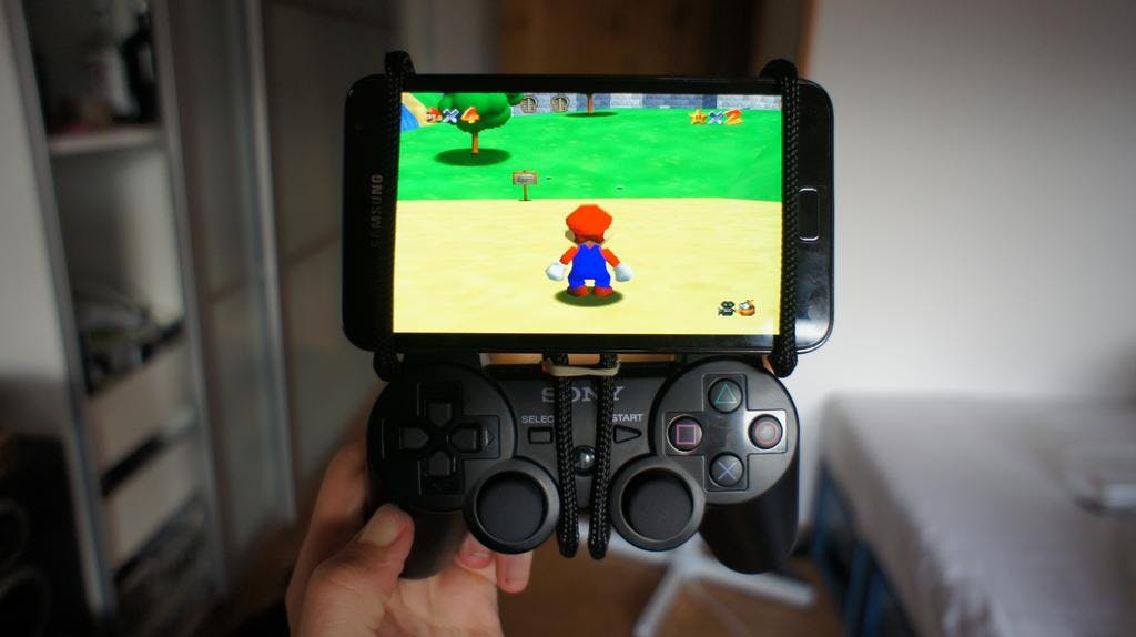 PS3 controller rigged to a Galaxy Note
