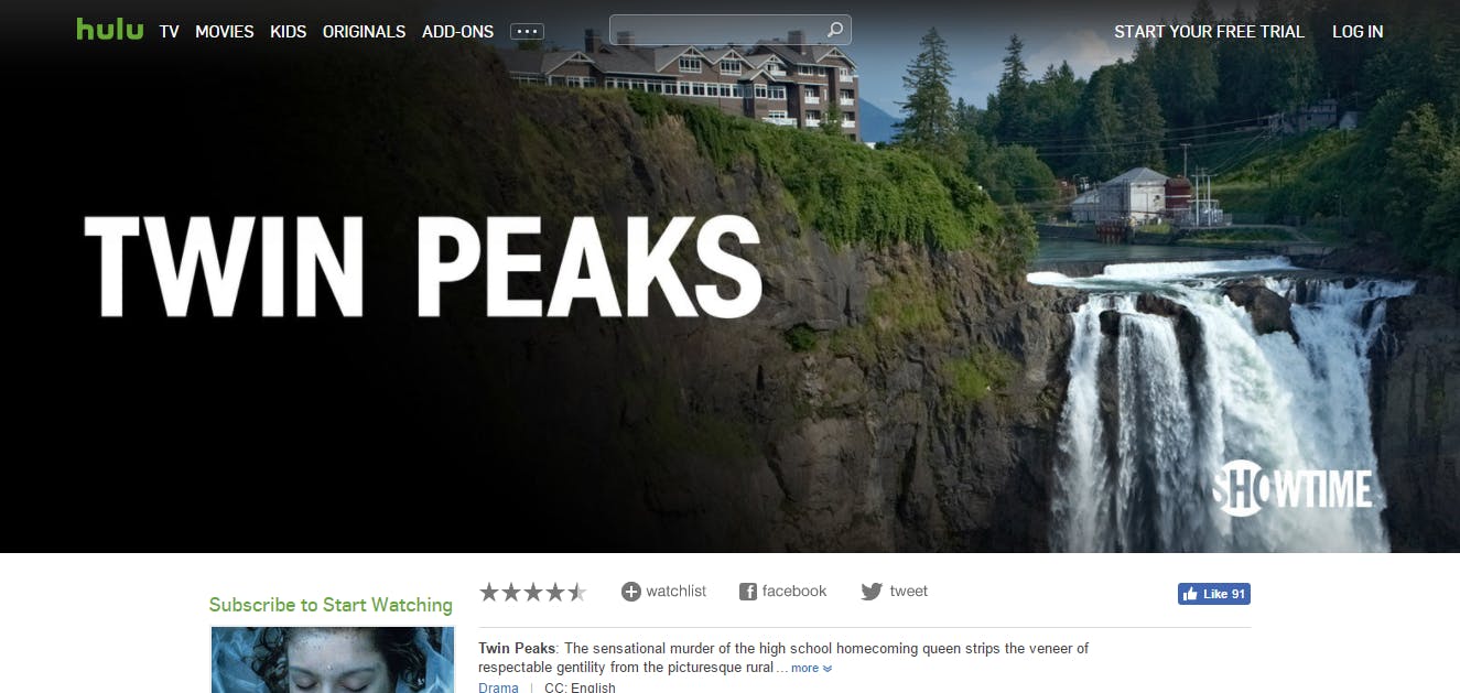 How to watch Twin Peaks hulu