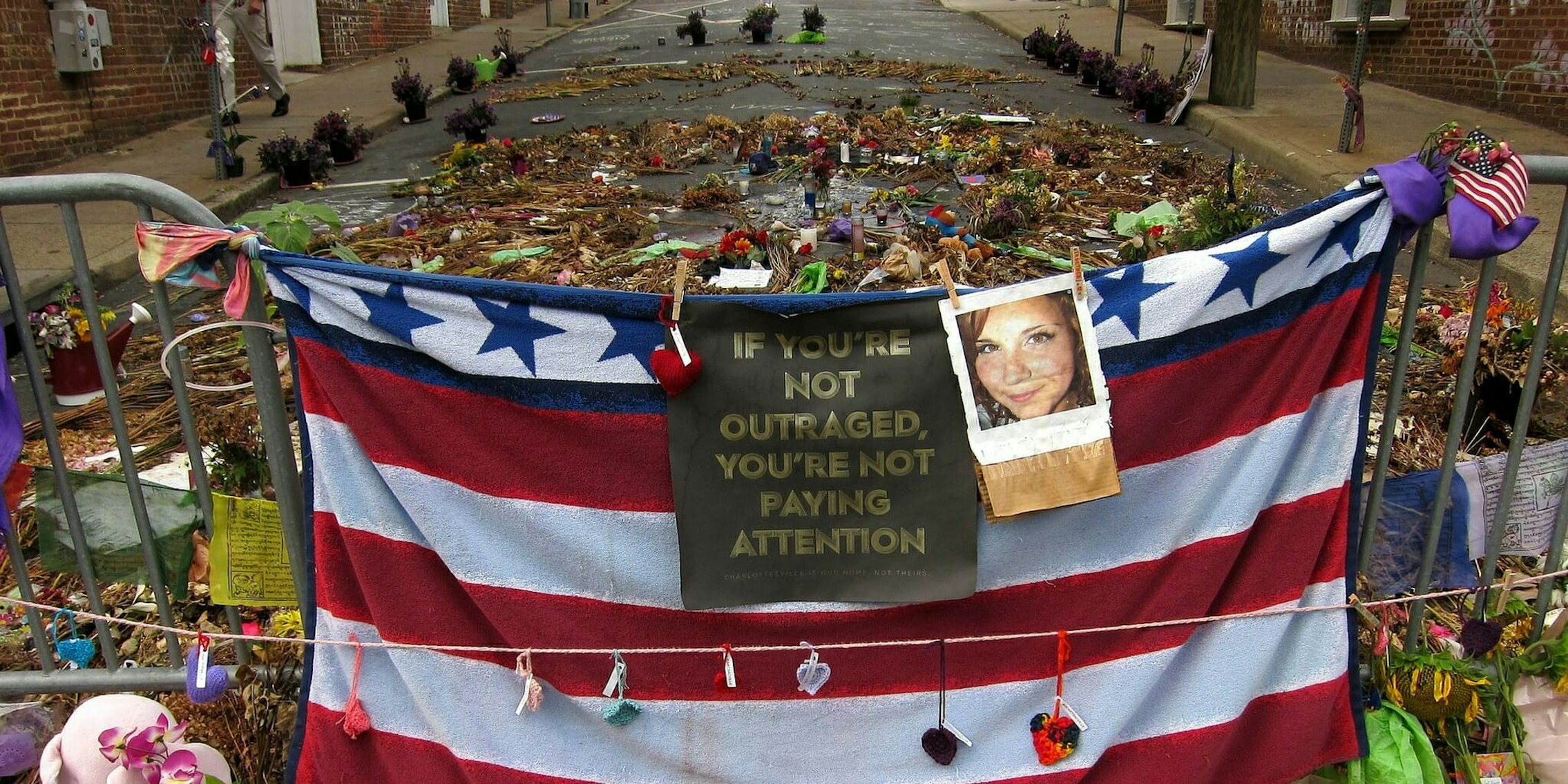 A memorial for Heather Heyer, victim of the white supremacist Charlottesville rally
