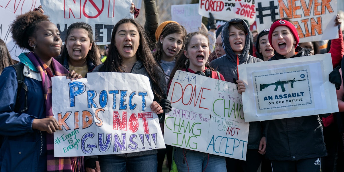 Students from Generation Z protest for gun control at the nation's capitol.