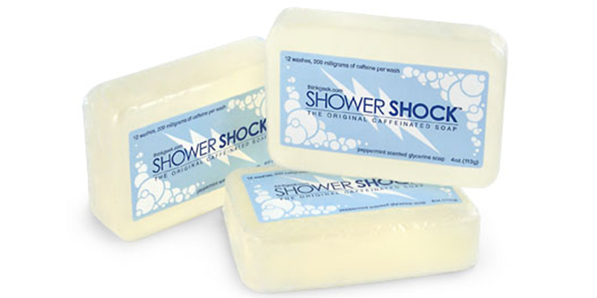 Shower Shock caffeinated soap energizes you while you scrub