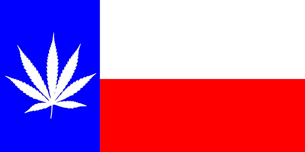 Marijuana Leaf on a Texas State Flag