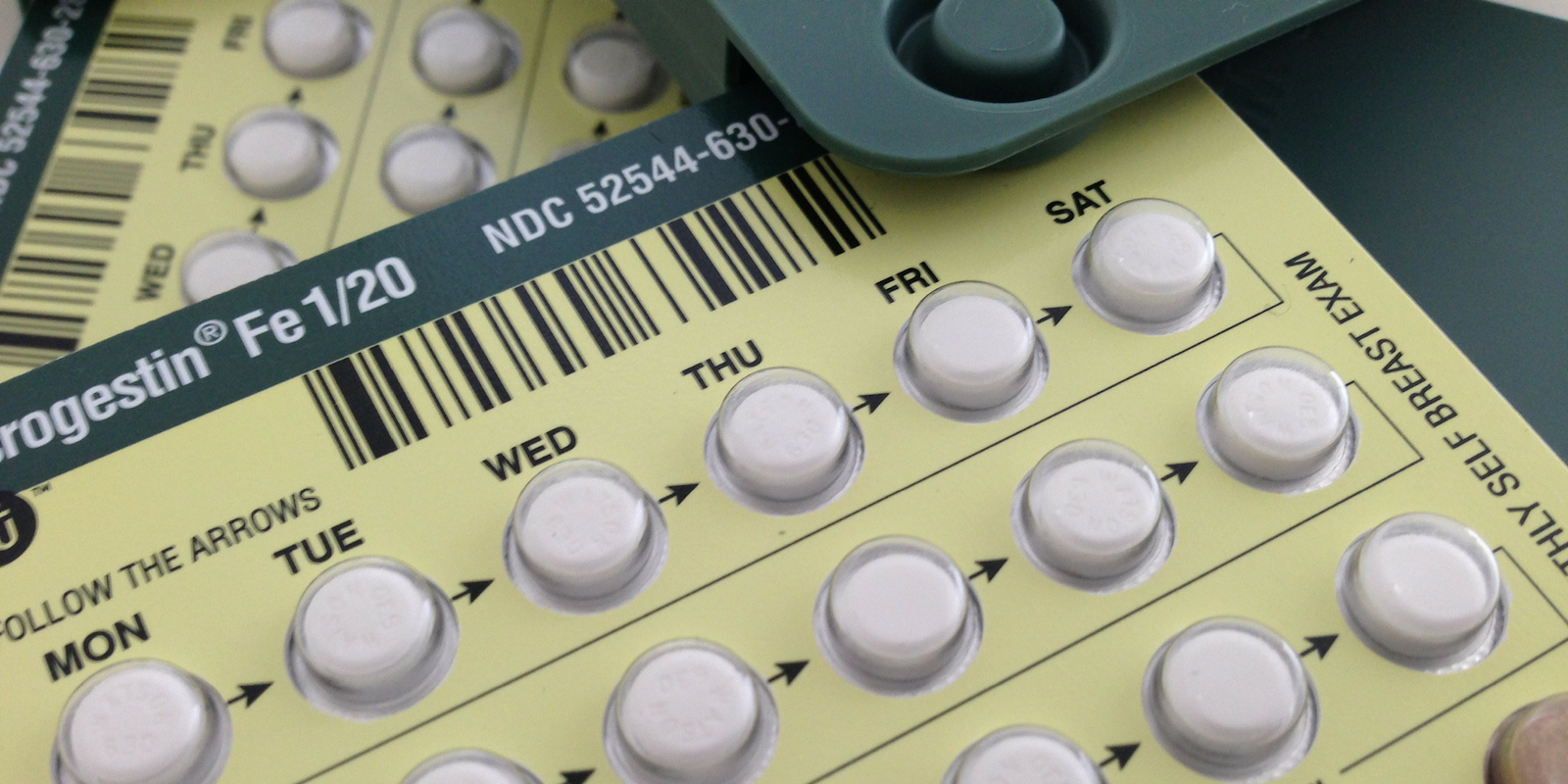 A birth control pill pack