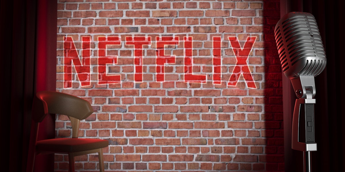 Stand-up comedy stage with Netflix logo