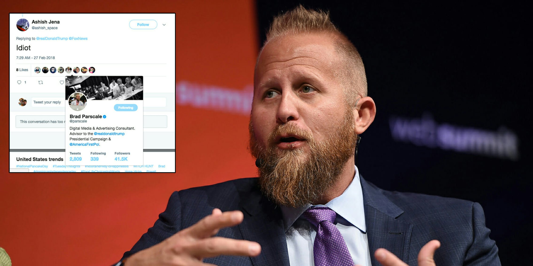 Brad Parscale, President Donald Trump's campaign manager for his 2020 reelection campaign, liked a tweet on Tuesday where someone referred to the president (or someone defending the president) as an 'idiot.'