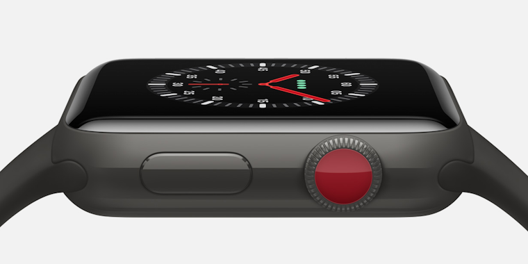 Apple Watch Series 3 side buttons closeup