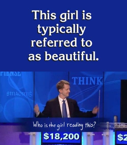 girl reading this jeopardy meme