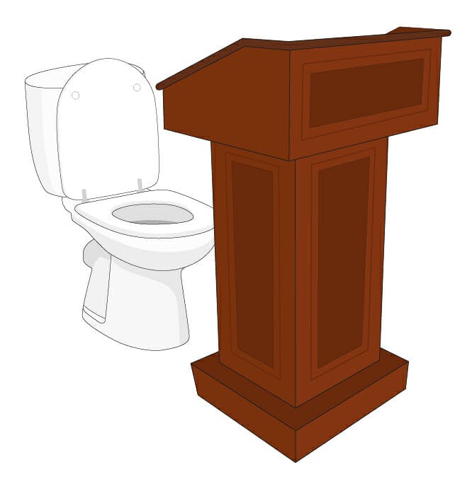 podium with toilet called podi-potty