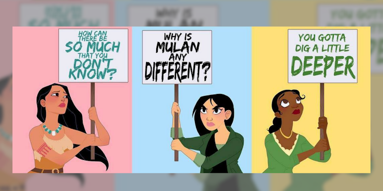 Disney princesses illustrated as protesters by Amanda Allen Niday