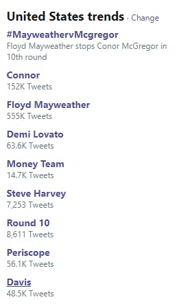 Mayweather McGregor trending