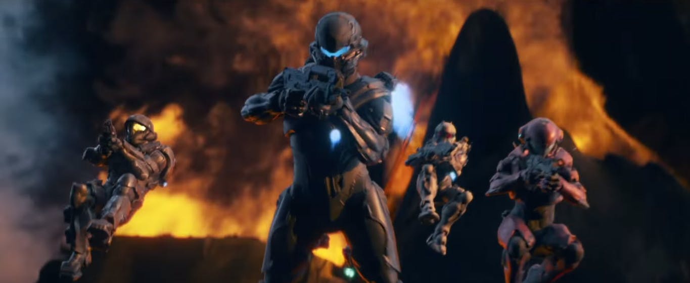 Nathan Fillion stars in the explosive Halo 5 opening cinematic