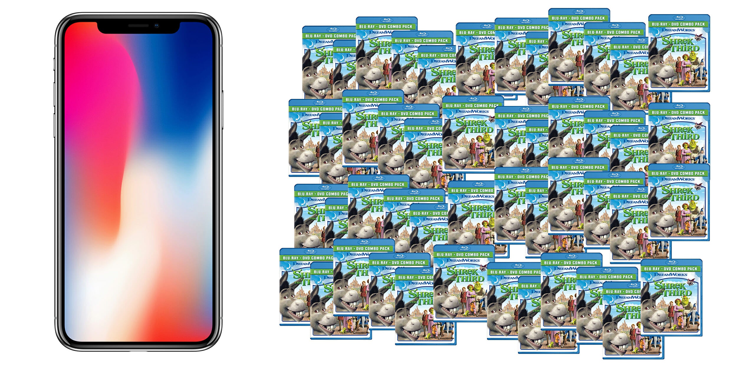 iPhone X vs Shrek blu-ray