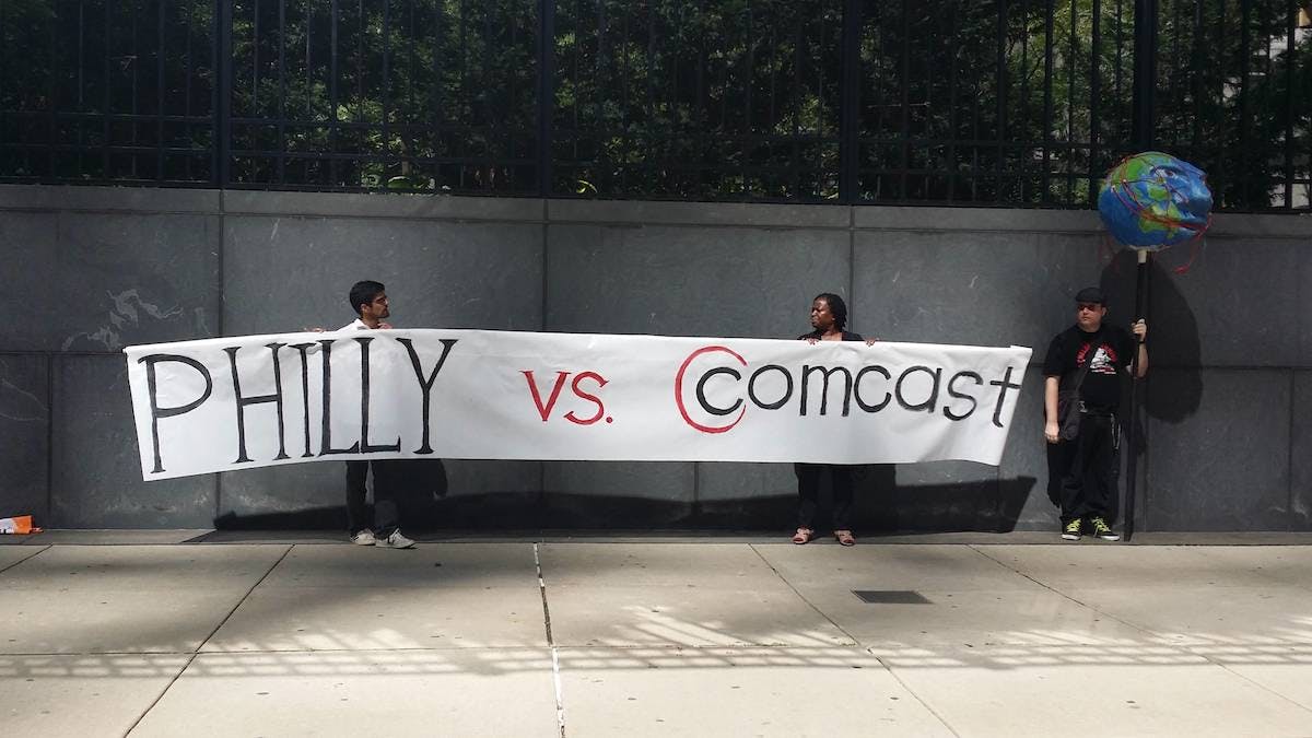 Comcast rally Philadelphia - sign